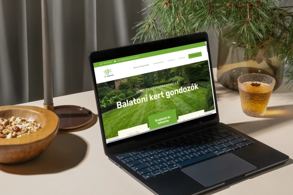 Balatoni Kert Gondozók reszponzív honlap referencia: weblap készítés Göntér Eszter Bohém Webdesign munkája.